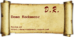 Deme Radamesz névjegykártya